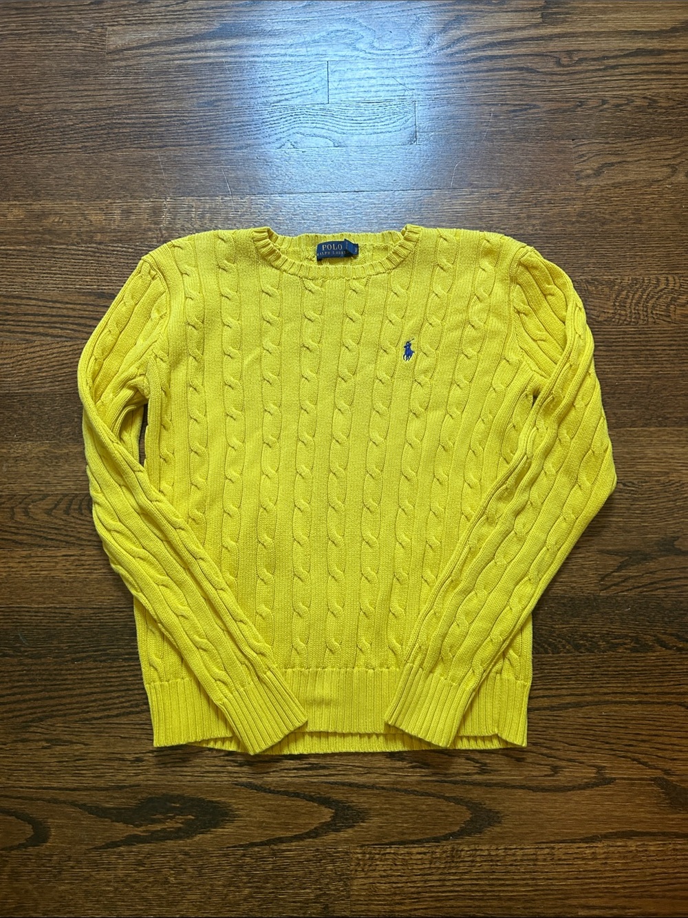 Polo by Ralph Lauren Bright Yellow Cable-Knit Crewneck Sweater - Men's